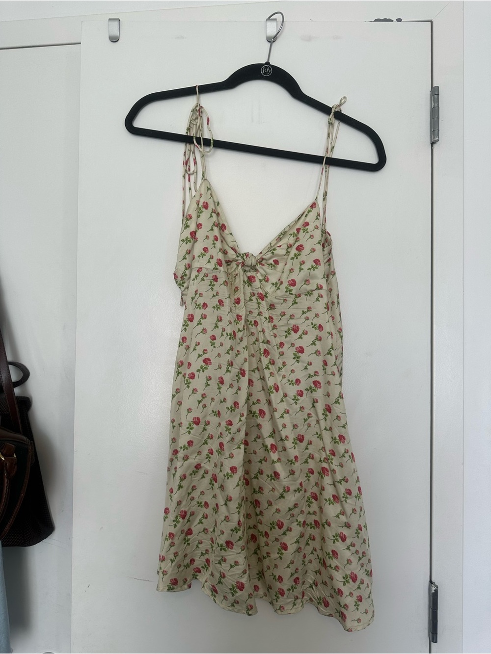 For Love & Lemons Adira Cream Slip Dress with Pink Rose Print